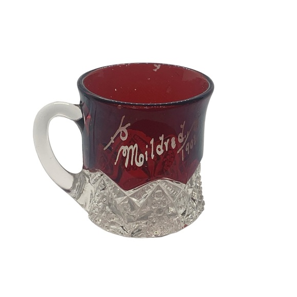 Antique Ruby Red World’s Fair Souvenir Glass Cup Creamer Crystal Base 1903 - Picture 11 of 12